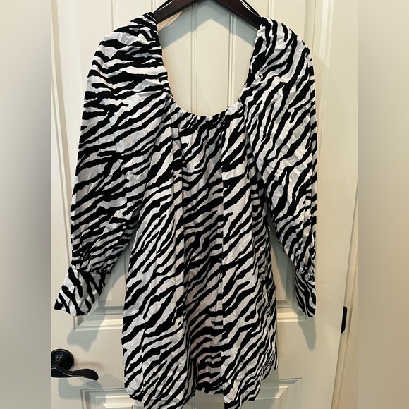 ZARA NWT Zebra Print Long Sleeve Dress Ladies Size XS Lined Square Neck and Back - Picture 7 of 10